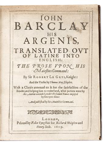 Barclay, John (1582-1621) His Argenis, Translated out of Latine into English.